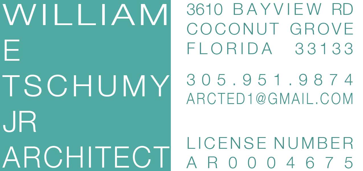 Architect Ted Tschumy logo with address