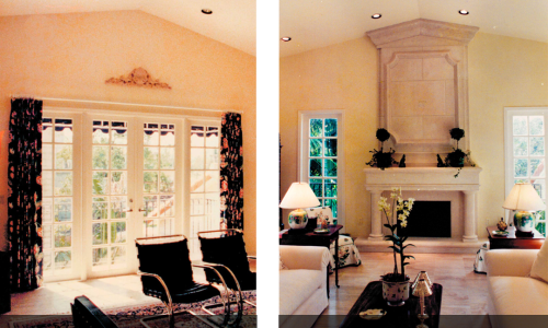 Living Room Fireplace Addition | Coconut Grove, Florida Before and After